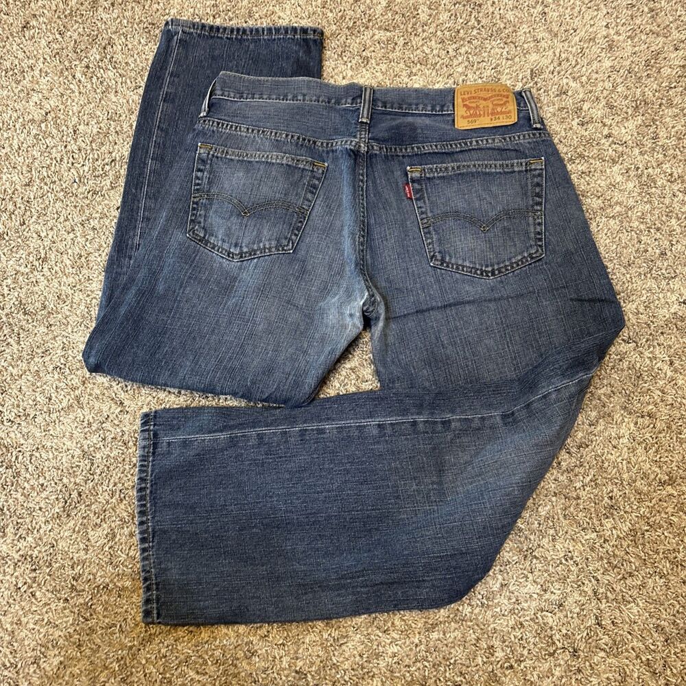 Levi's 569 Loose Straight Jean's Men's 34x30 Pants Blue Denim Baggy (fits 34x28)